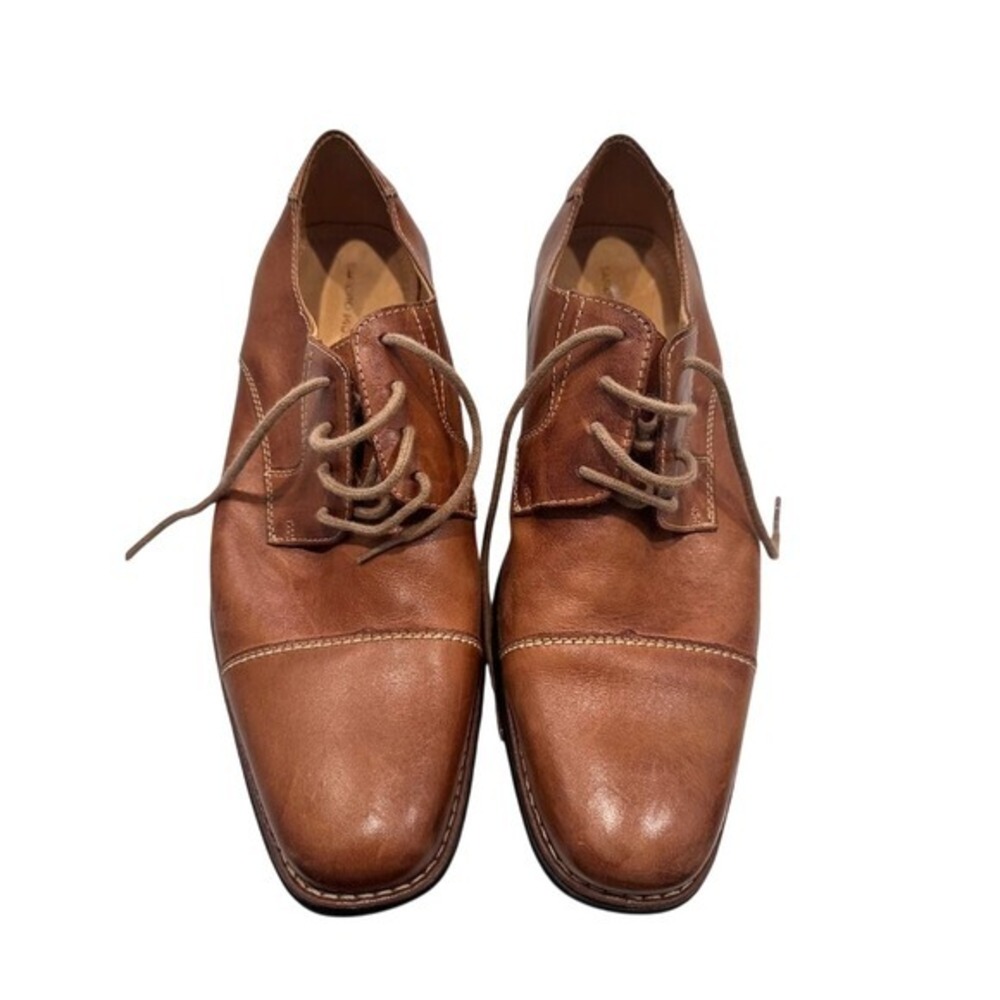 Sandro Moscoloni Mens Tan Brown Leather Cap Toe Oxford Shoes 17763 Size 11.5 M